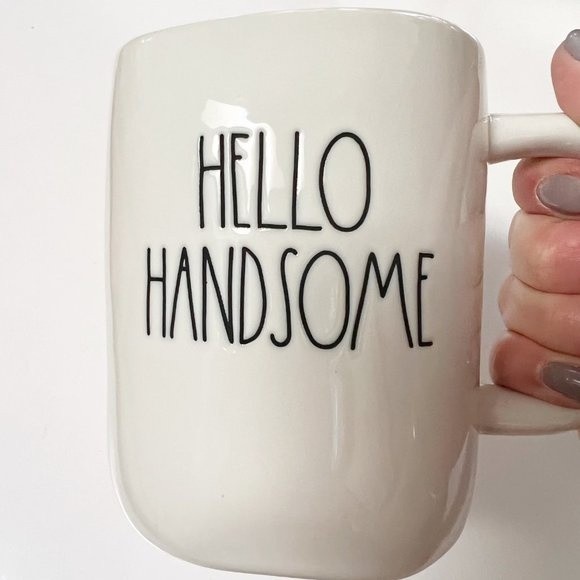 Rae Dunn | Hello Handsome Mug White with Black Lettering - Picture 2 of 6